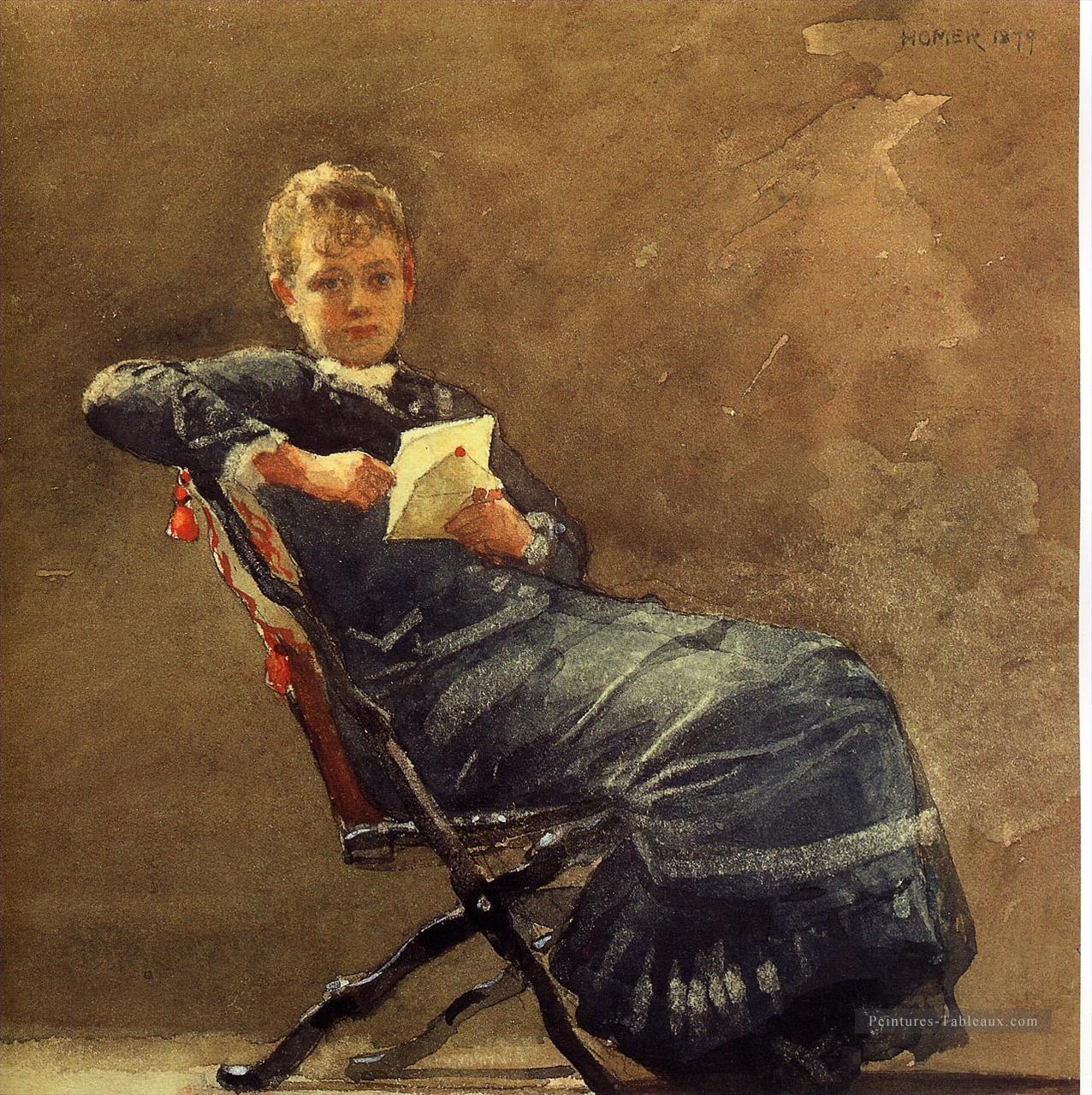 Fille assise réalisme peintre Winslow Homer Peintures à l'huile